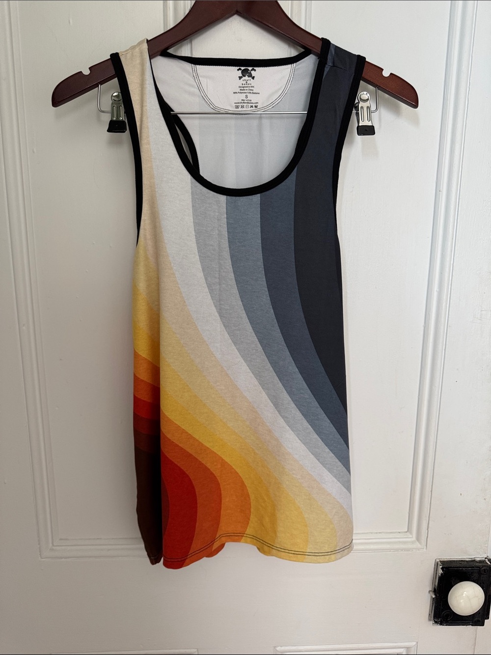 Skull & Bones 70s retro wavy rainbow stripe tank top